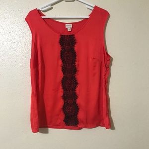 MERONA PINK WITH BLACK LACE BLOUSE